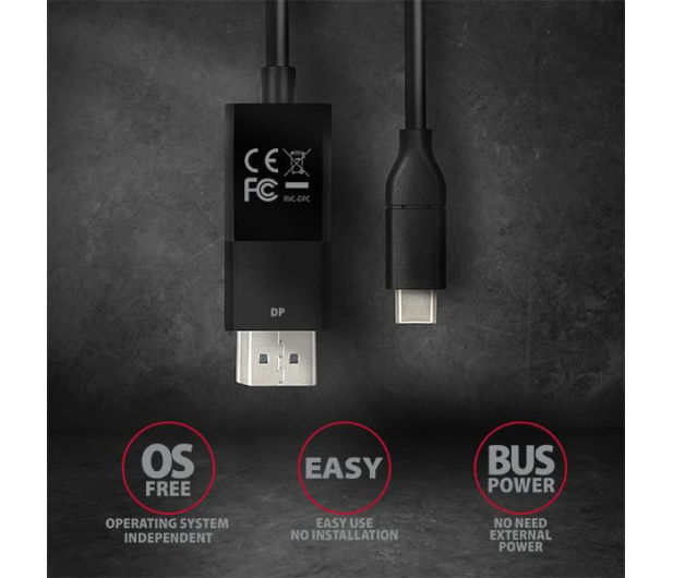 Axagon RVC-DPC, USB-C - DisplayPort kabel 1.8m, 4K/60Hz - 1353445 - zdjęcie 5